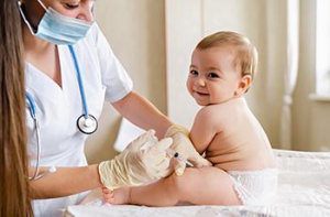 Baby getting immunized